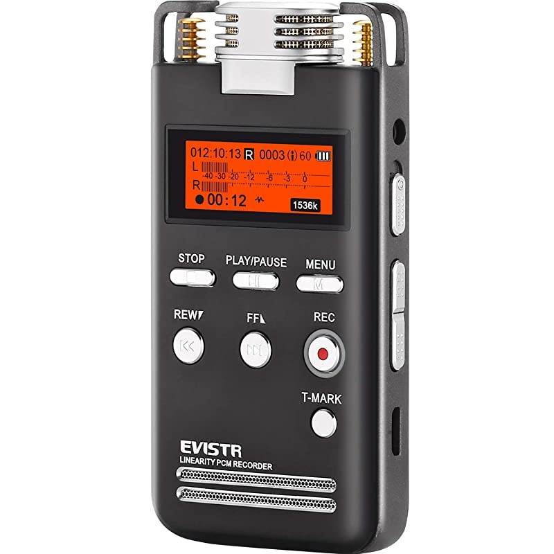 Digital Voice Recorder 8GB L531536KPBS PCM Stereo Audio Recording Device Portable Dictaphone Microphone Gain Controllable Noise Reduction