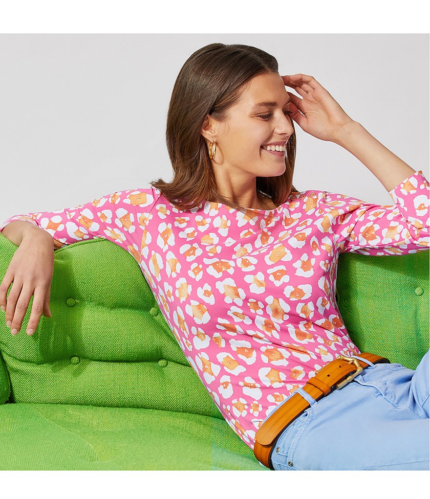 J.McLaughlin Wavesong 3/4 Sleeve Boat Neck Knit Tee