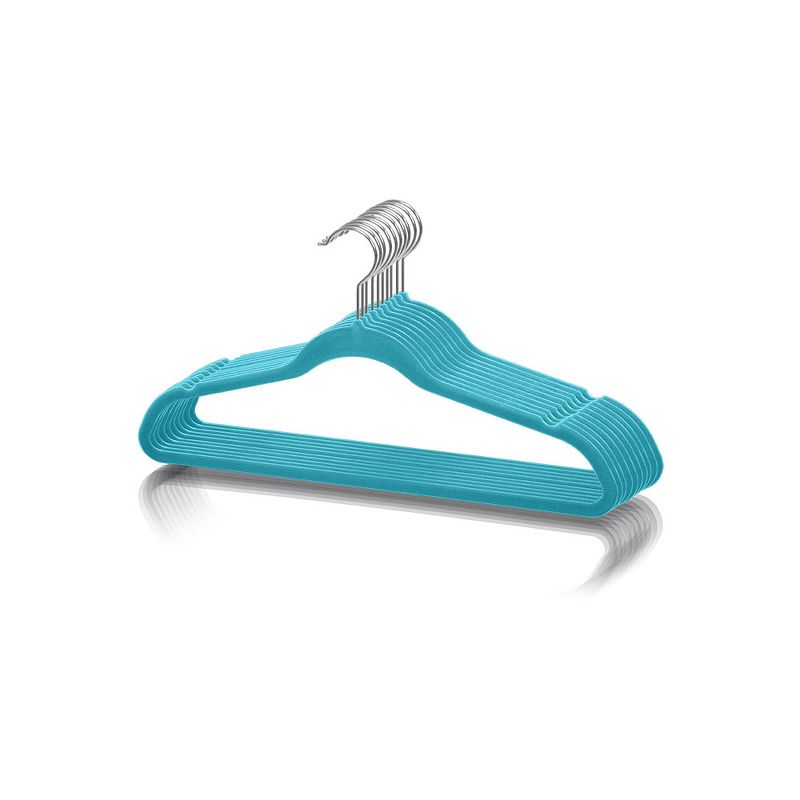 Home Basics 10 Piece Velvet Hanger, Turquoise