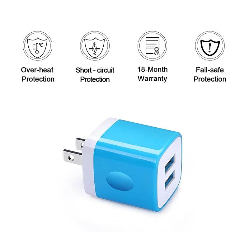 Charging Block, Wall Charger  3-Pack Dual Port USB Home Travel Wall Charger Plug Compatible with iPhone 11/11 Pro Max/SE, Tablet, Samsung Galaxy S20 10 S10e S9 S8 Plugs/S7 S6 Note 10+, HTC