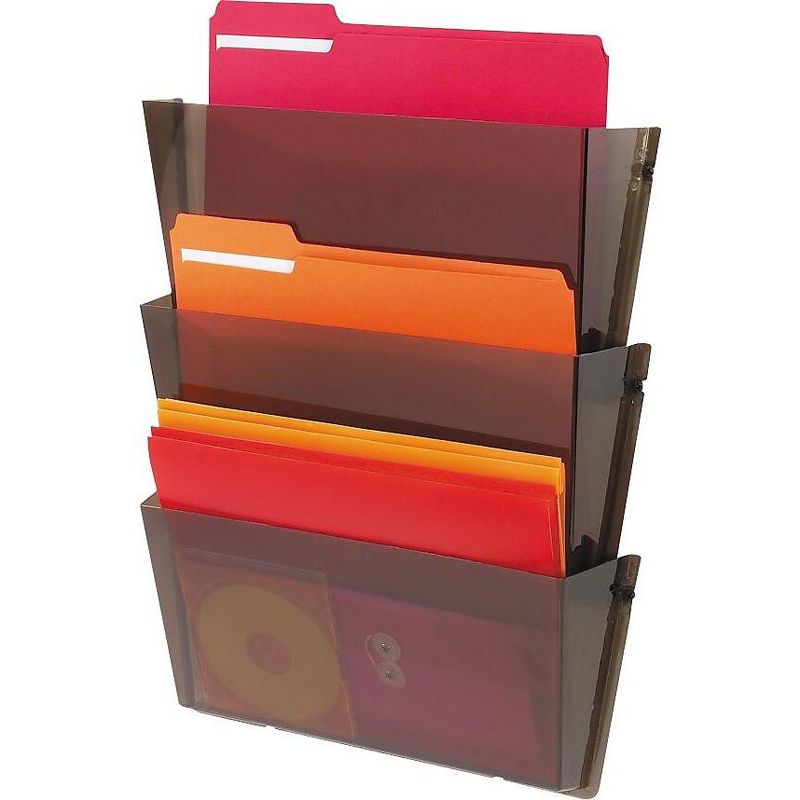 Deflecto Unbreakable Wall File Set Letter Three Pocket Smoke 63602RT