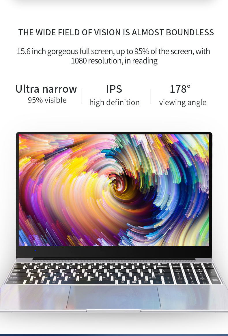 Abit 15.6" Gaming Office Laptops Intel Core i3-6157U 8GB DDR4 256GB FHD IPS Screen Ultra-Slim Computer Windows 10 Home Notebooks USB 3.0*2