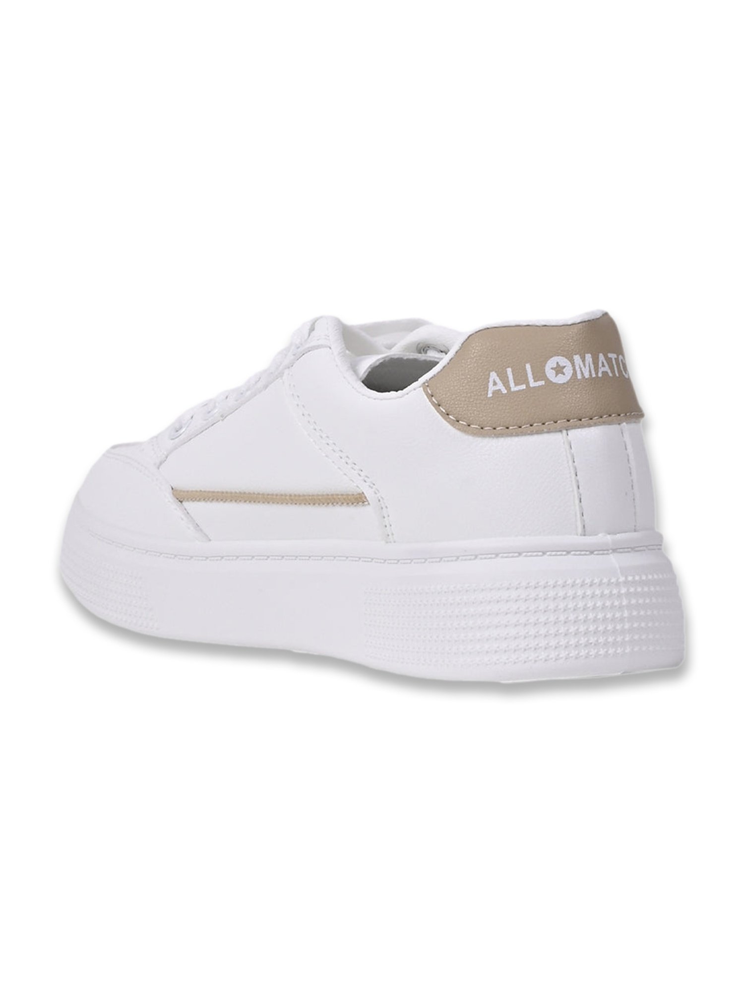 Jove Women's Pearl White & Khaki Sneakers