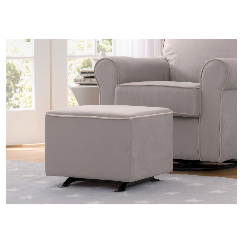 Delta Children Non-Tufted Gliding Ottoman - Dove Gray/Soft Gray Welt