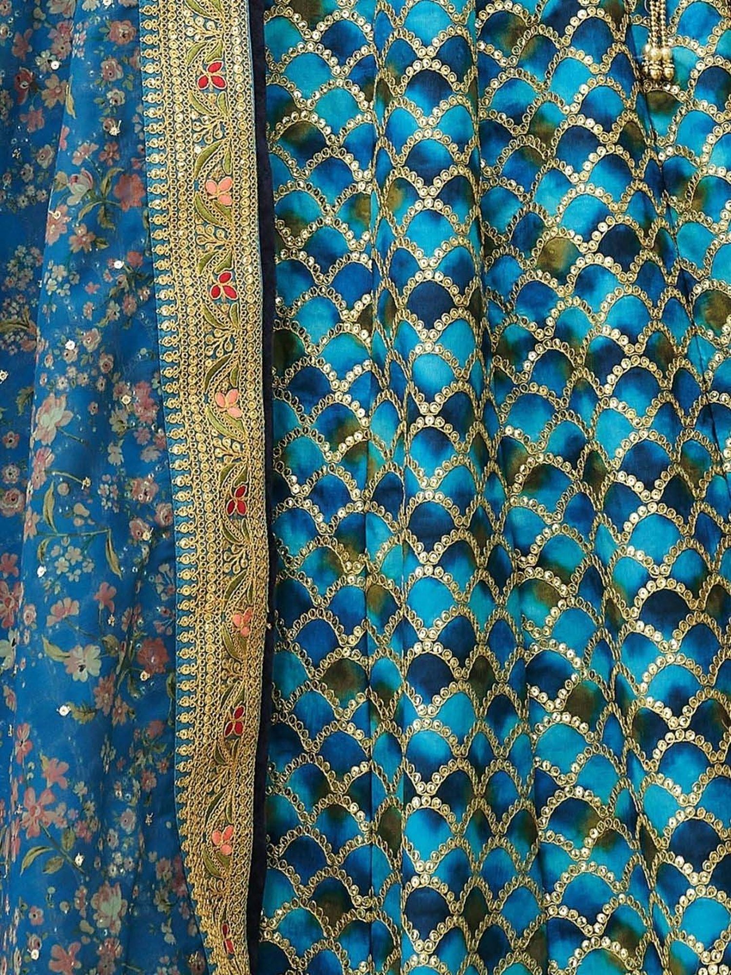 studiorasa Purple Hand Block Print Lehenga Set