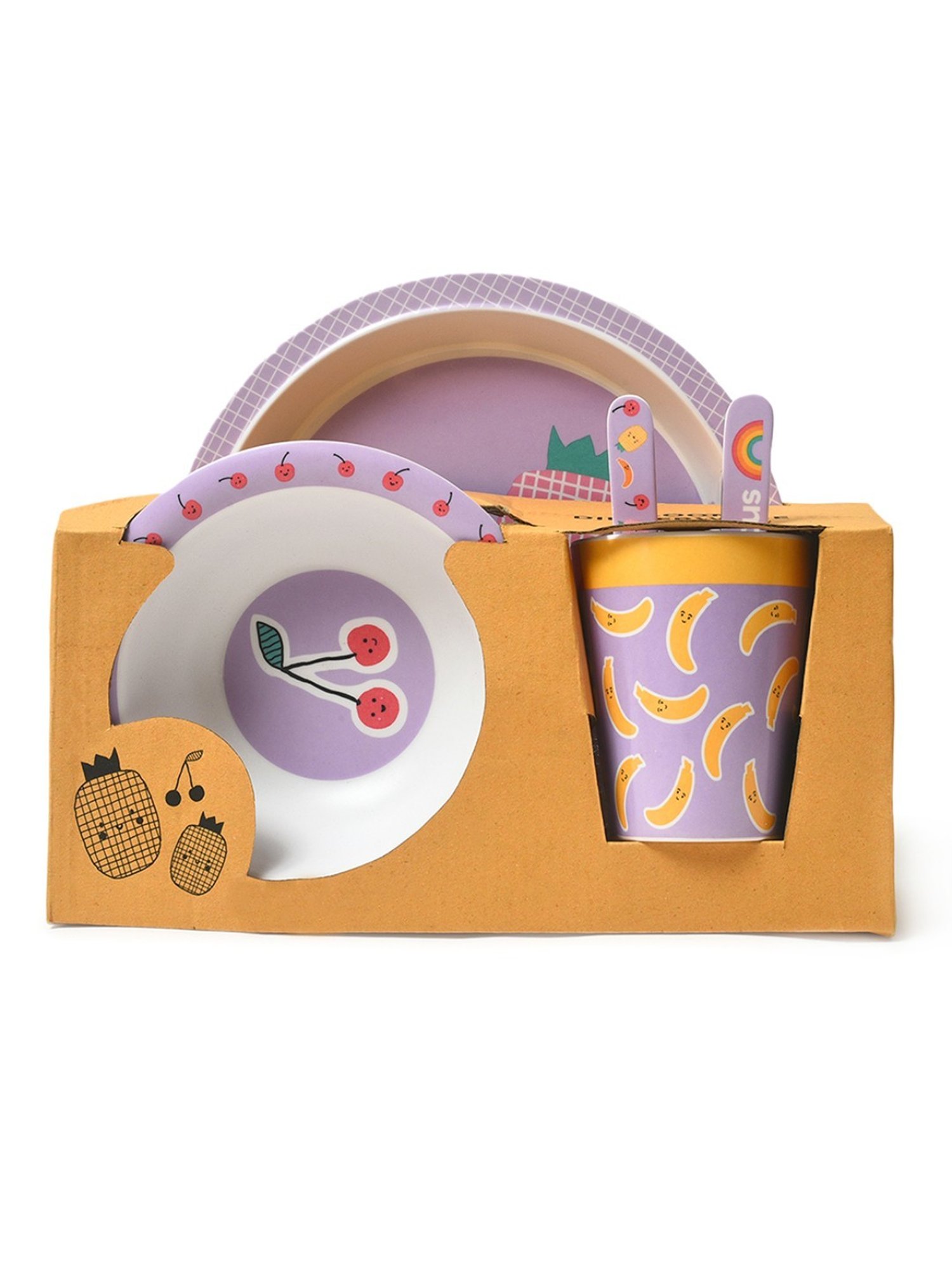 MiArcus Printed Purple Melamine Kids Dinner Set