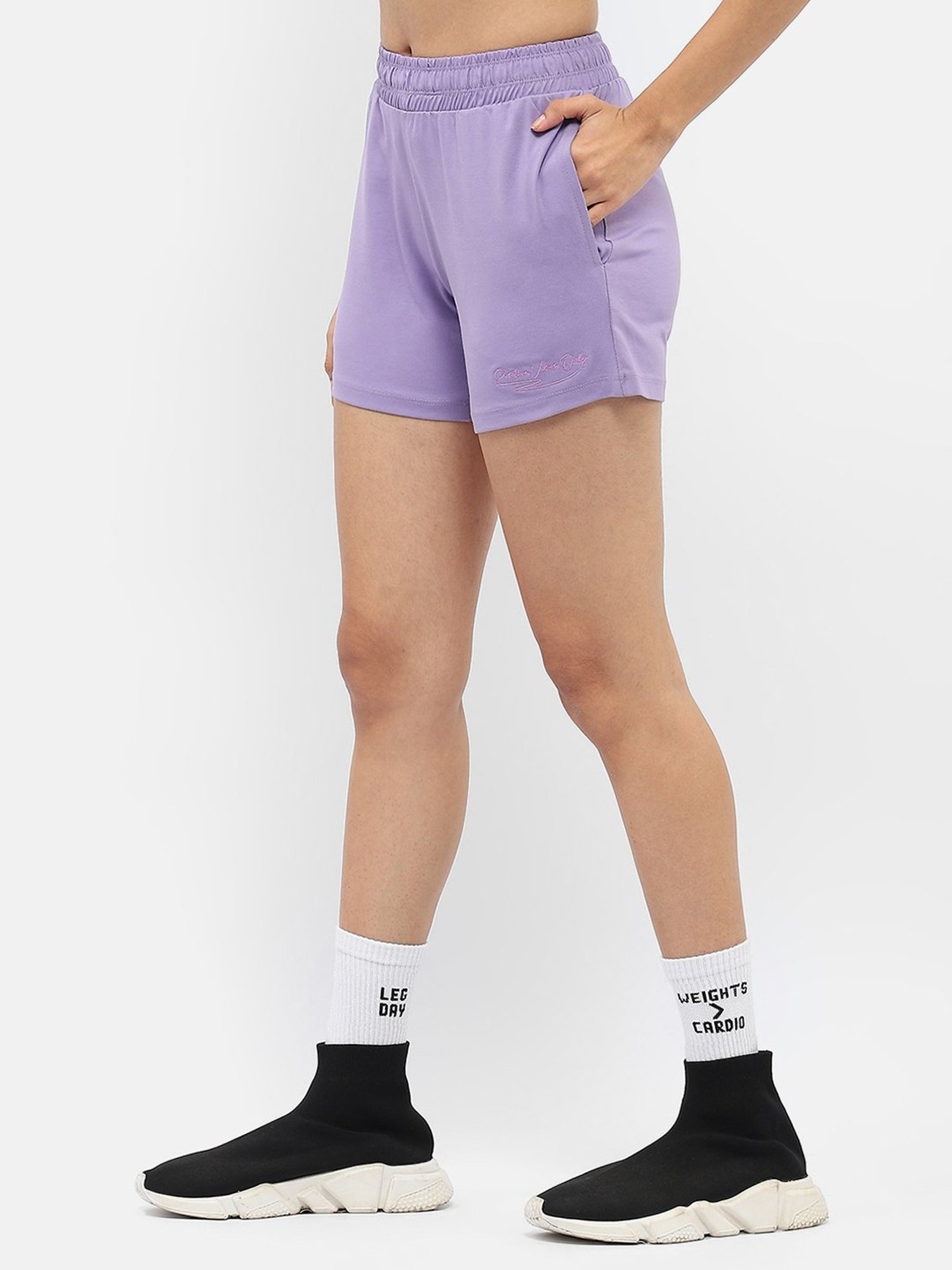 MADAME M Secret Lavender Graphic Print Shorts