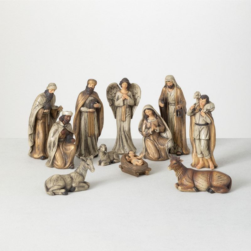 Sullivans Nativity Novelty Set of 11, 8.25"H, 7.75"H, 8.25"H, 8"H, 7.75"H, 5.75"H, 3.25"H, 3"H & 2"H Off-White