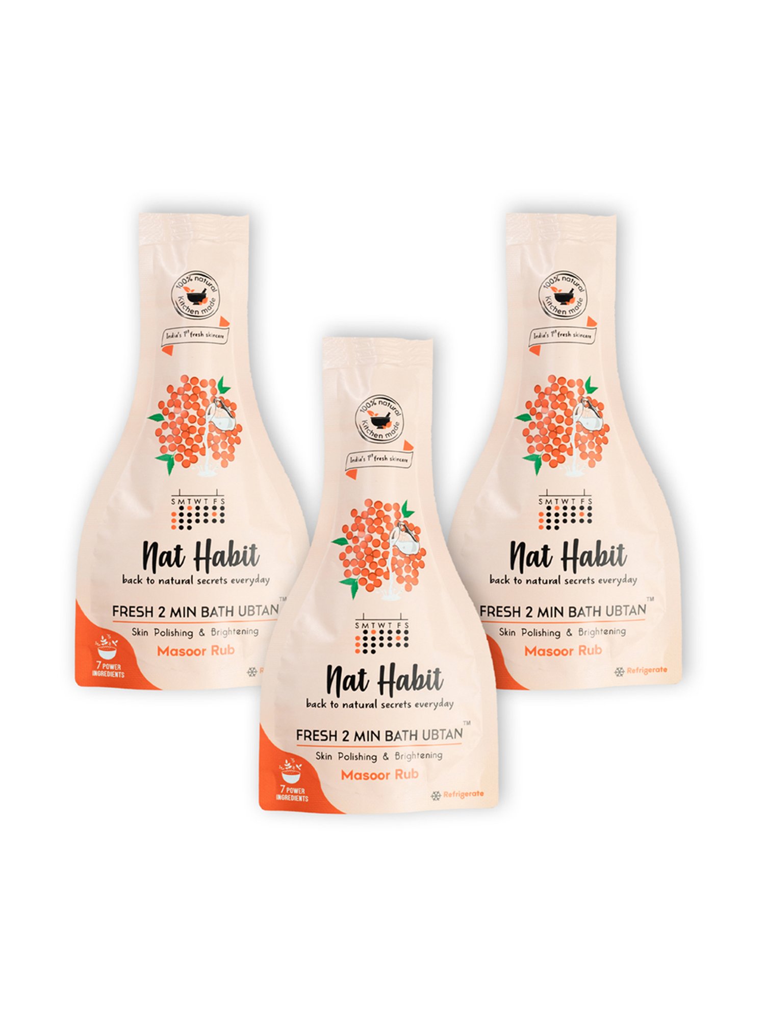 Nat Habit Masoor Rub Fresh 2 Minute Body Ubtan - Pack of 3