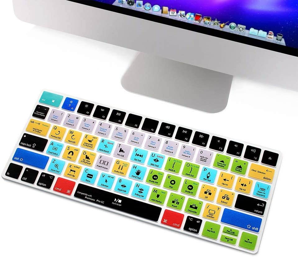 HRH Premiere Pro CC Functional Shortcut Hotkey Keyboard Cover Silicone Skin for Apple Magic Wireless Bluetooth Keyboard MLA22LL/A (A1644,2015 Released) with US Layout