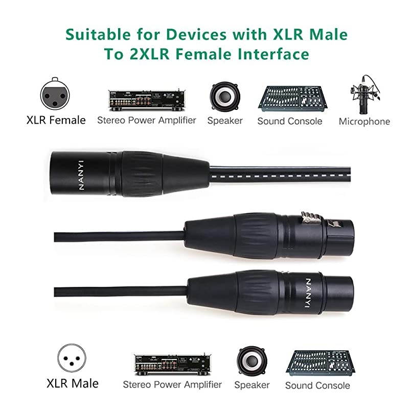 XLR Splitter Cable  Microphone Cable XLR to XLR Patch Cables 3Pin XLR Male to Dual XLR Female Y Cable Adaptor mic Cable DMX Cable Patch Cords with OxygenFree Copper 16Feet
