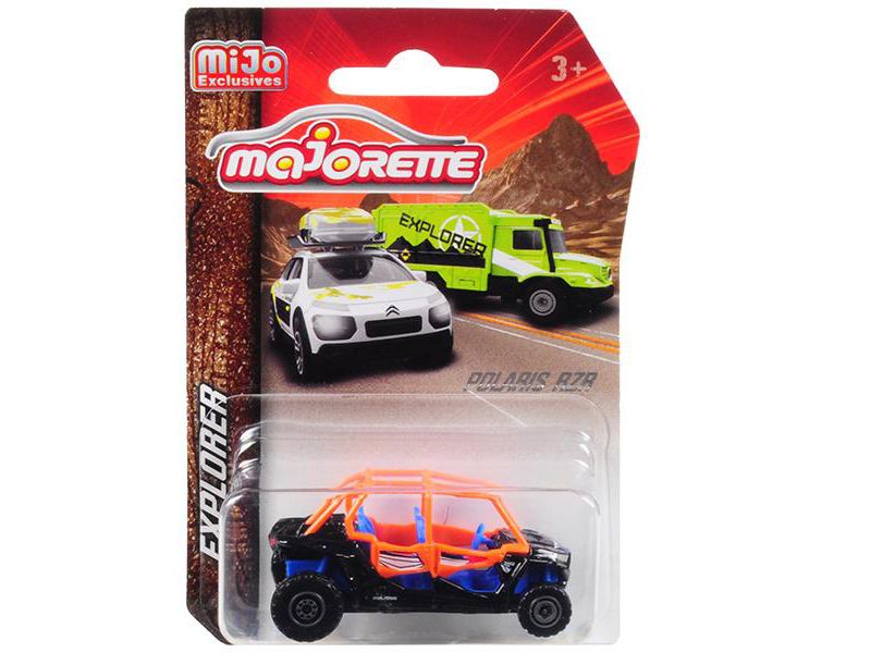Polaris RZR ATV Black/Orange/Blue "Explorer" 1/61 Diecast Model by Majorette