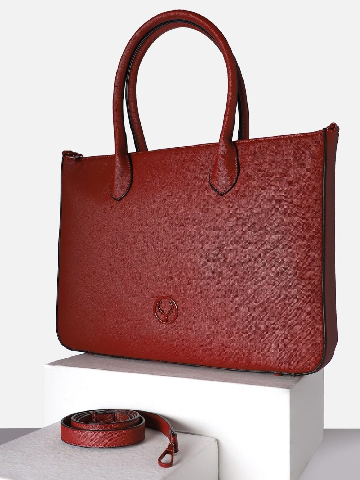 Allen Solly Maroon PU Laptop Messenger Bag