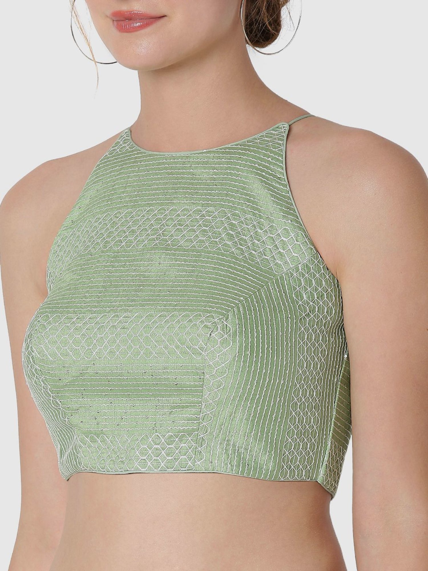 Salwar Studio Pista Green Embroidered Readymade Blouse