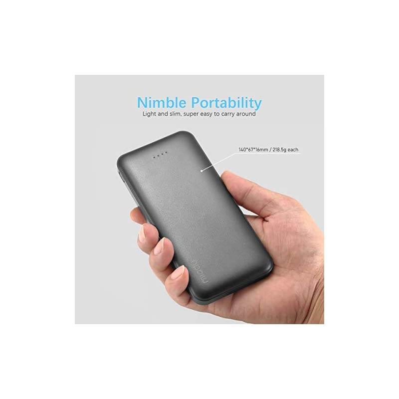 2Pack  10000mAh Dual USB Portable Charger Fast Charging Power Bank with USB C Input Backup Charger for iPhone X Galaxy S9 Pixel 3 and etc