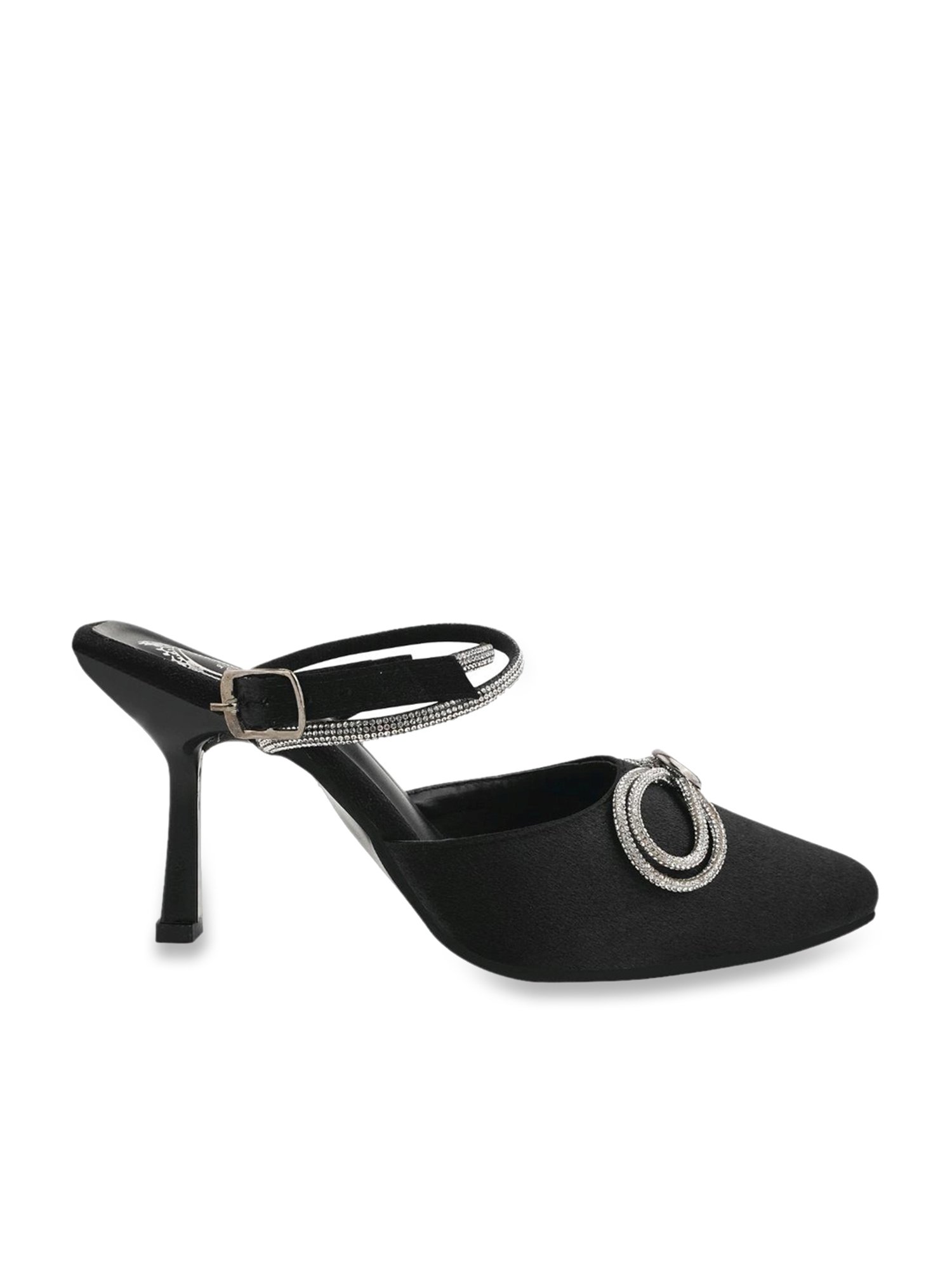 Shoetopia Women's Black Back Strap Stilettos