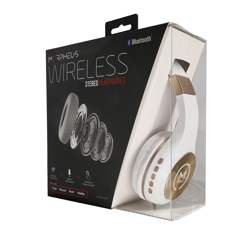 Morpheus 360 HP5500W Wireless Stereo Bluetooth Headphones, White with Gold Accents