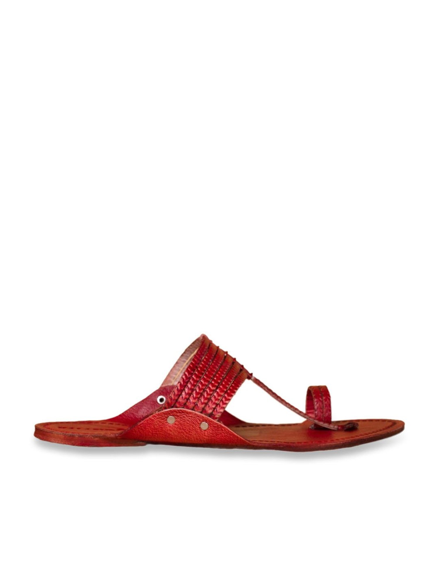 Kalapuri Men's Red Kolhapuri Sandals