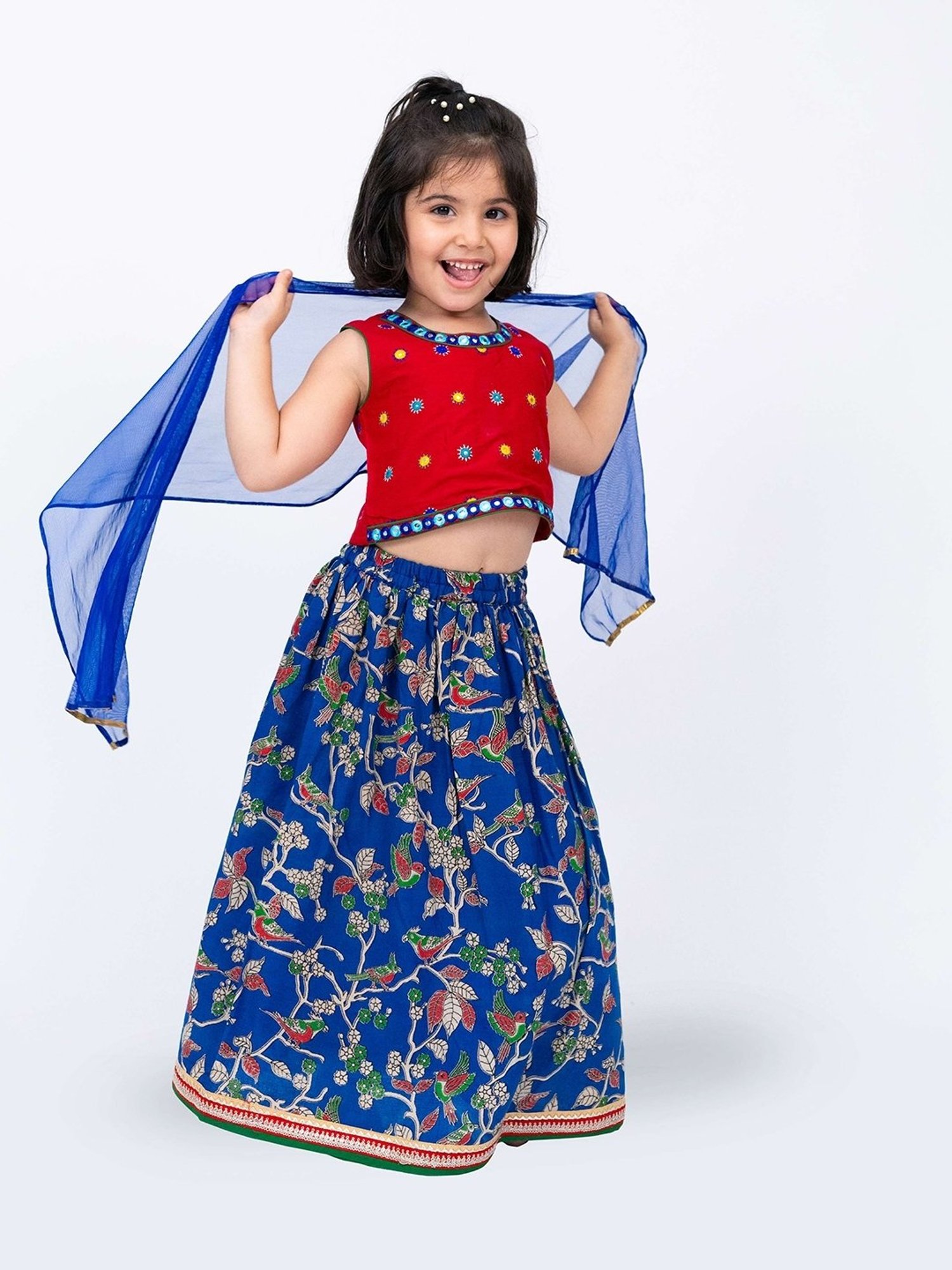 TWISHA Kids Red Embroidery Lehenga Choli