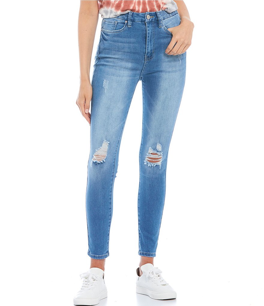 YMI Jeanswear Destructed High Rise Curvy Skinny Jeans