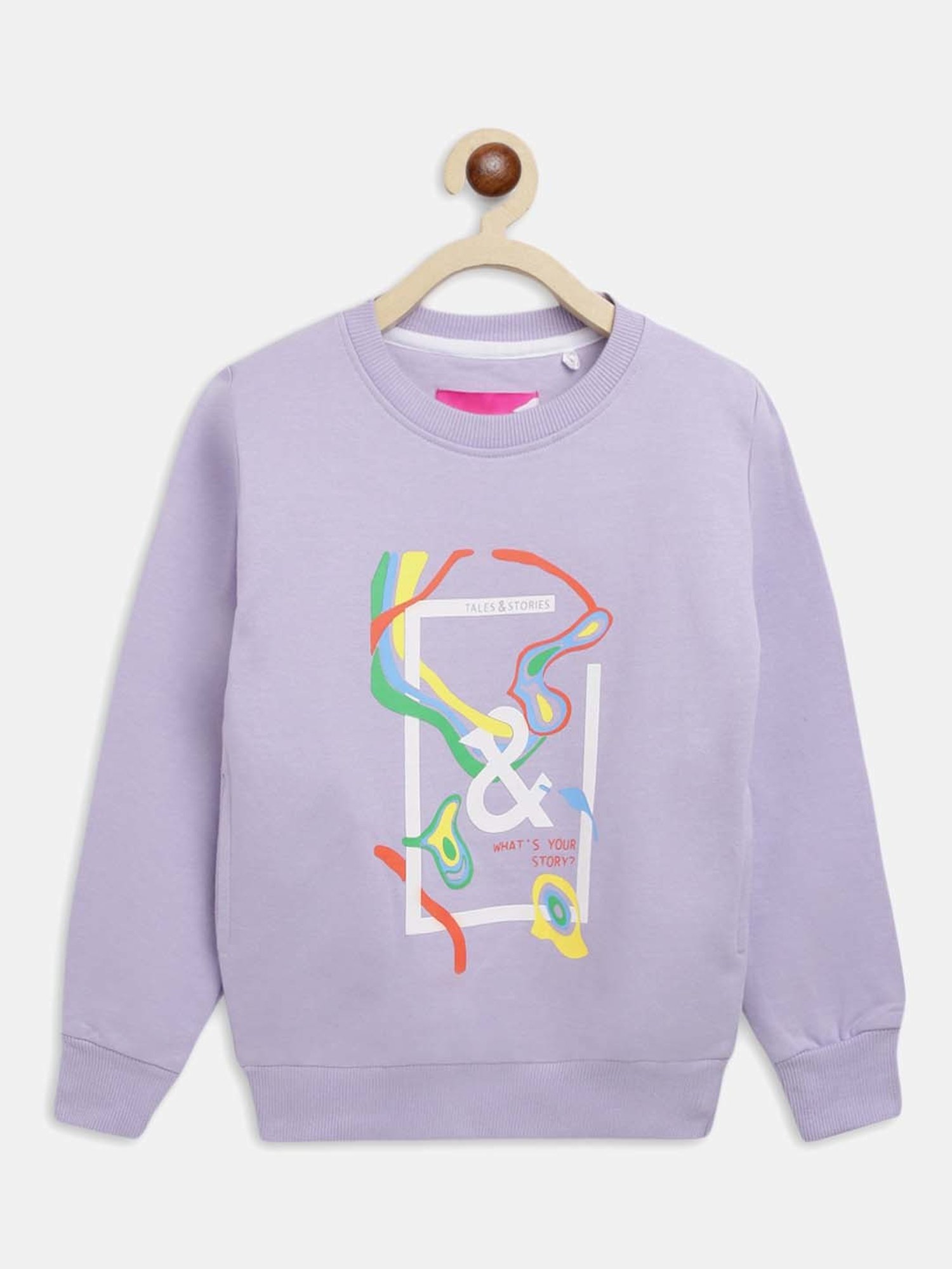 Tales & Stories Kids Lilac Printed Full Sleeves Sweatshirt