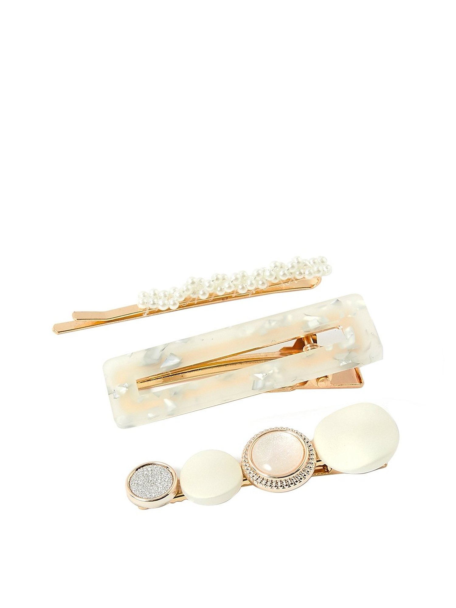 Accessorize London Beige Embellished Hair Clips