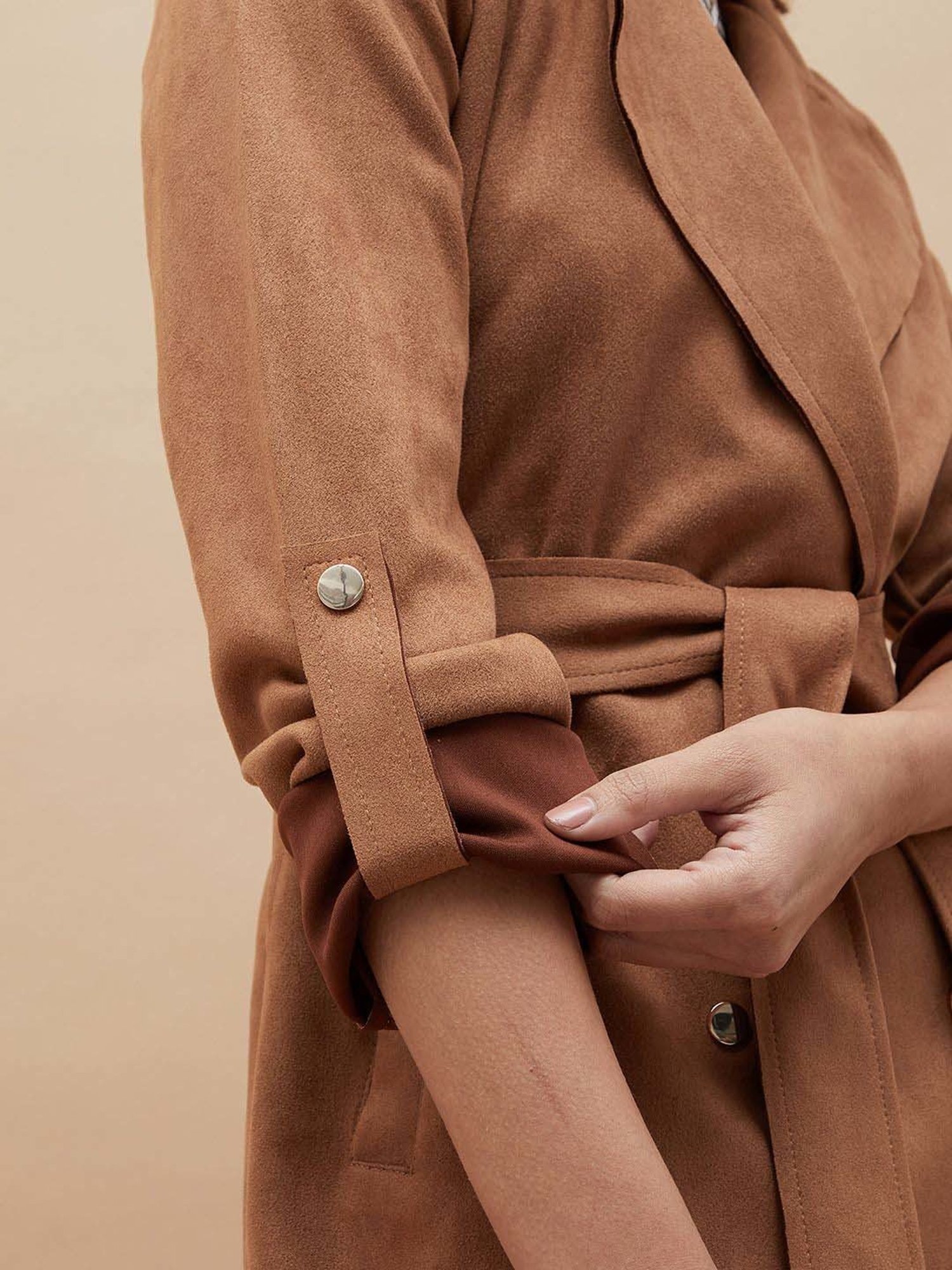 Code by Lifestyle Tan Regular Fit Long Jacket