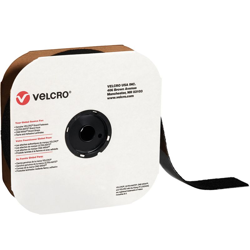 VELCRO Brand Velcro Tape Individual Strips Loop 2" x 75' Black 1/Case VEL138
