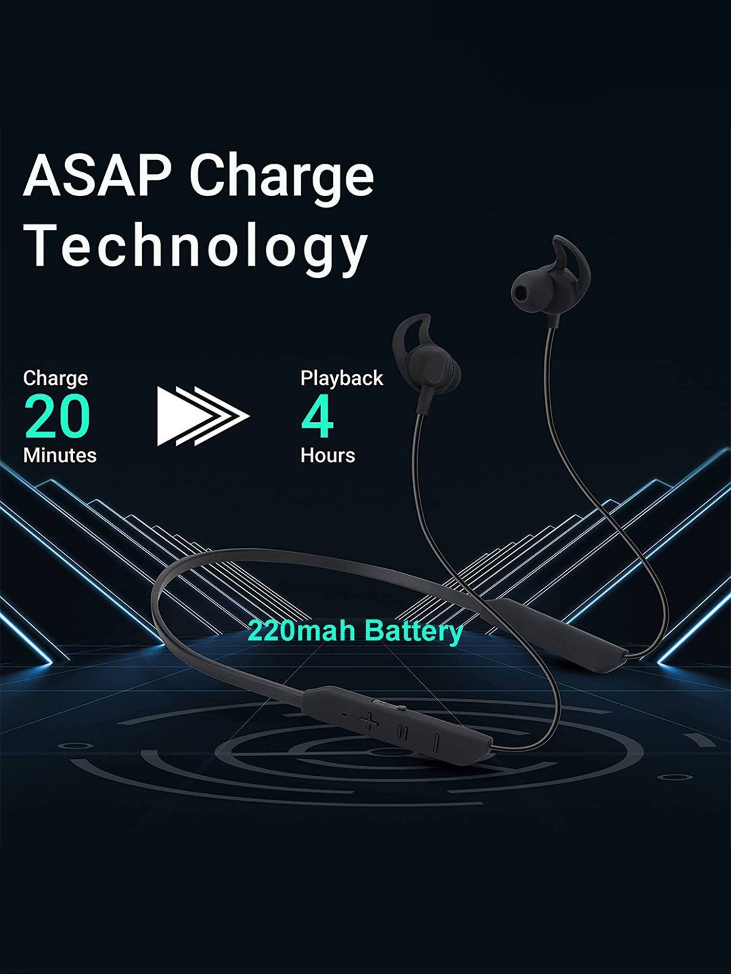 EYNK Grooves FireBoat IPX4 Wireless with 36 Hours Playtime Bluetooth Neckband (Black)