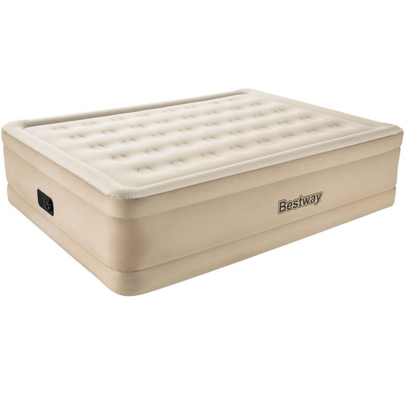 Living iQ Inflatable Portable Small Travel Size Kids Toddler Sleeping Blow Up Air Bed Mattress with Electric Pump and Headboard, Marvel Avengers