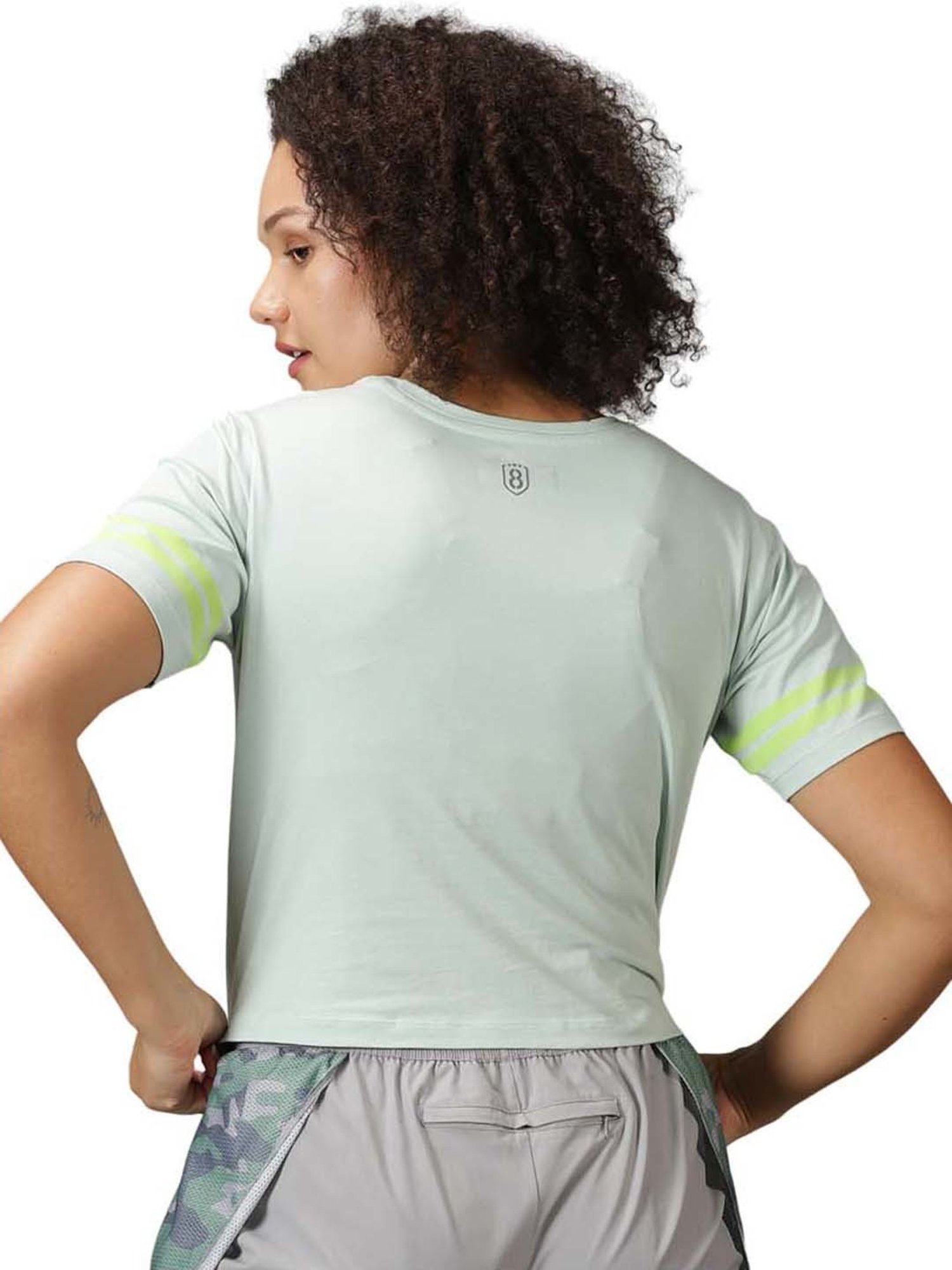 Domin8 Women Breathable Soft Anti Odor Cotton Boxy Fit Sports Crop Top