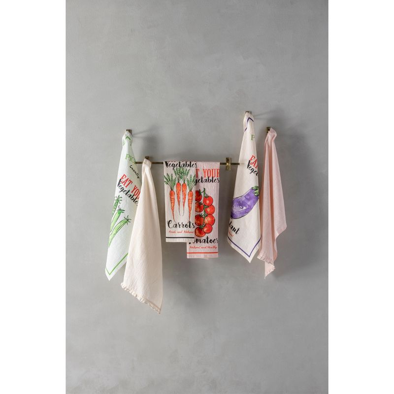 "Eat Your Vegetables" Eggplant Tea Towel And Recipe Cards Gift Set  - Off-White - Shiraleah