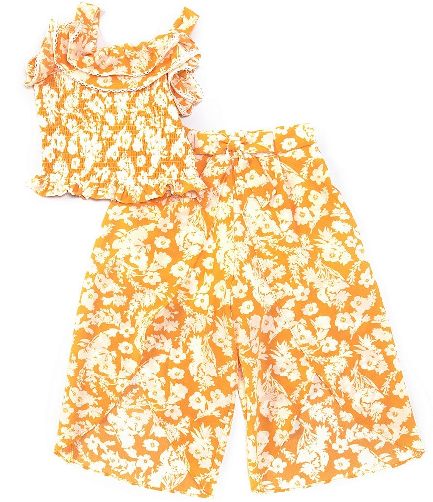 Ally B Big Girls 7-16 Flutter-Sleeve Dotted Top & Shorts Set