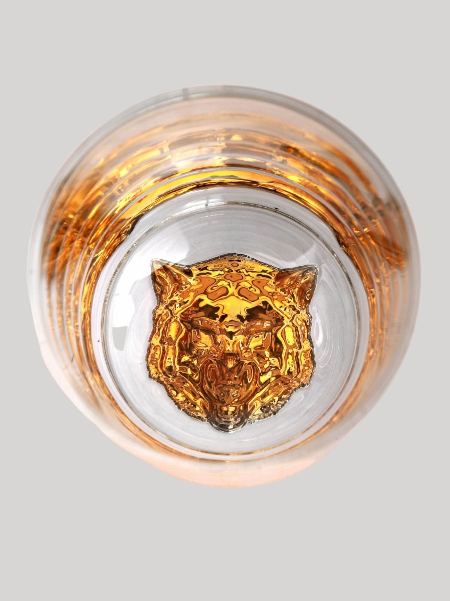 Melbify Gold Wolf Transparent Whiskey Glass 300ml - Set of 2