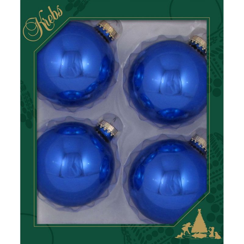 Christmas by Krebs 4ct Victoria Blue Shiny Christmas Ball Ornaments 3.25" (80mm)