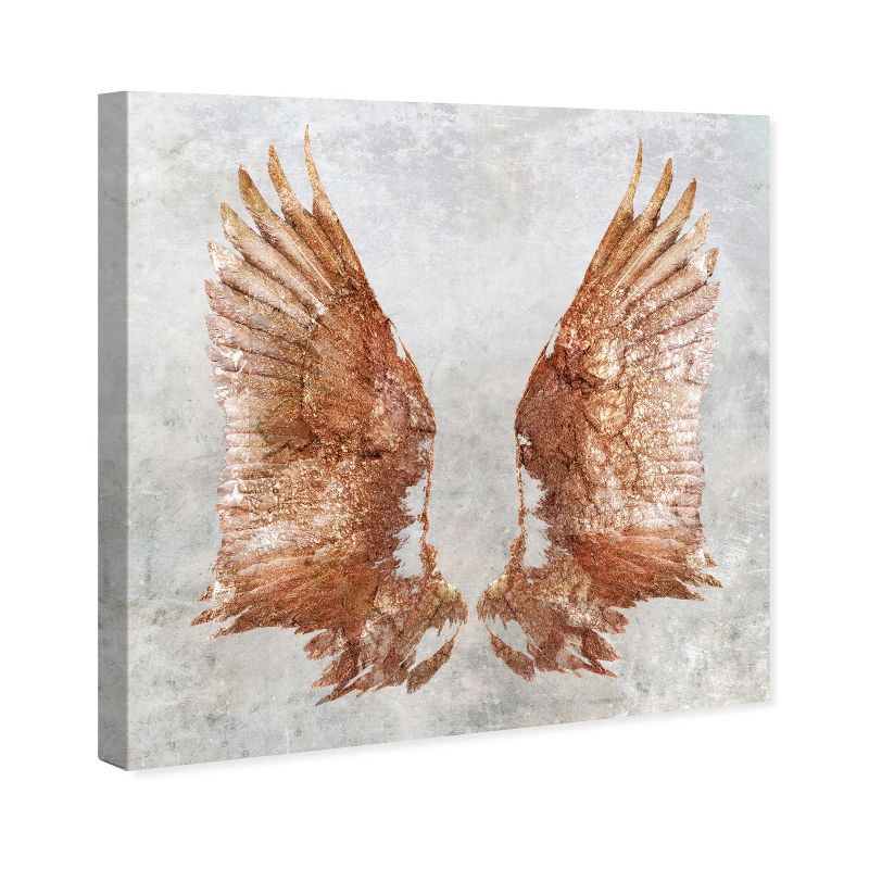 20" x 20" Rose Gold Wings Fashion and Glam Unframed Canvas Wall Art in Pink - Oliver Gal