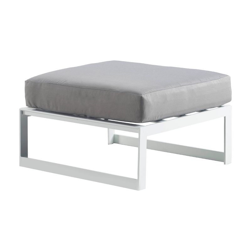 Newbury Premium Grade A Teak Wood Patio Ottoman White - Modway