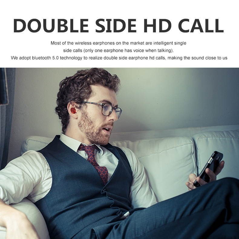 Zgeer Mini True Wireless Bluetooth 5.0 Sports 4D Surround Heavy Bass Earbuds Headset