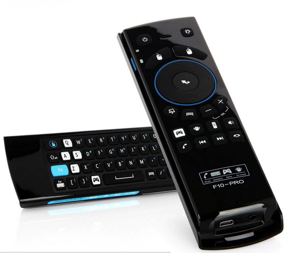 F10 PRO-B Fly Air Mouse Wireless Remote Control Keyboard - USB 2.4GHz, Earphone, Microphone, Speaker for Android Mini PC Gyroscope