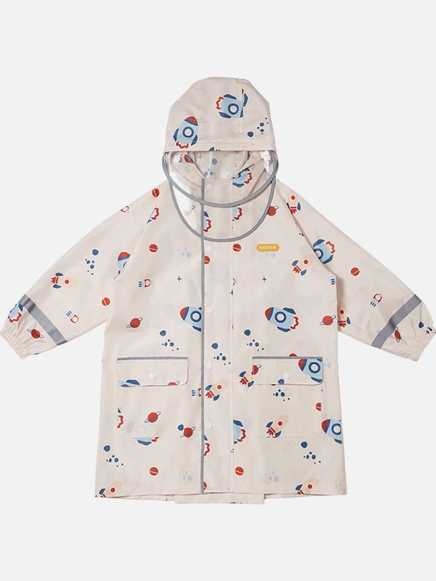 Little Surprise Box Boys Cream Printed Full Sleeves Rain Coat