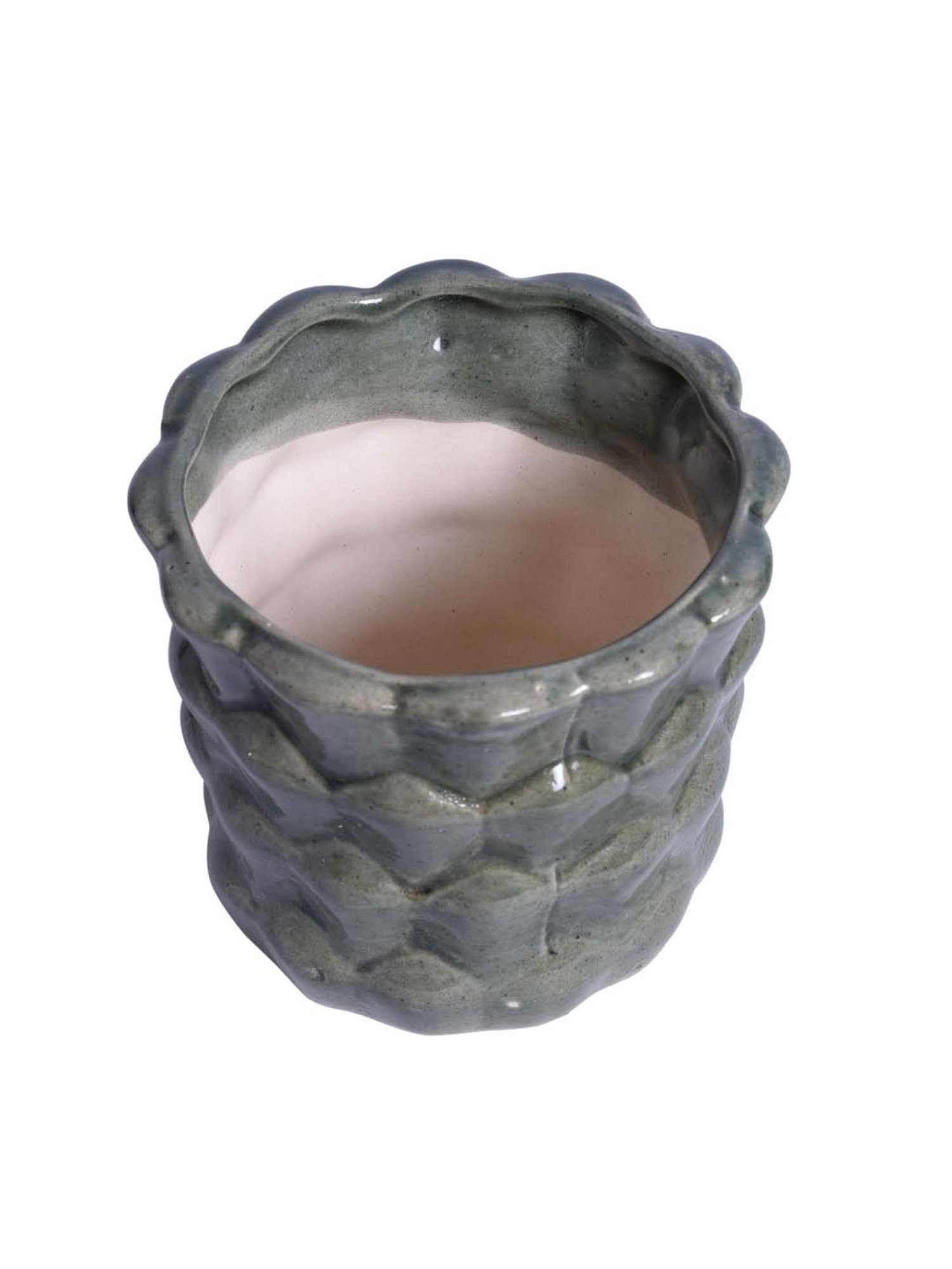 Unravel India Grey & Pink Ceramic Glazed Table Top Planter - Set of 1