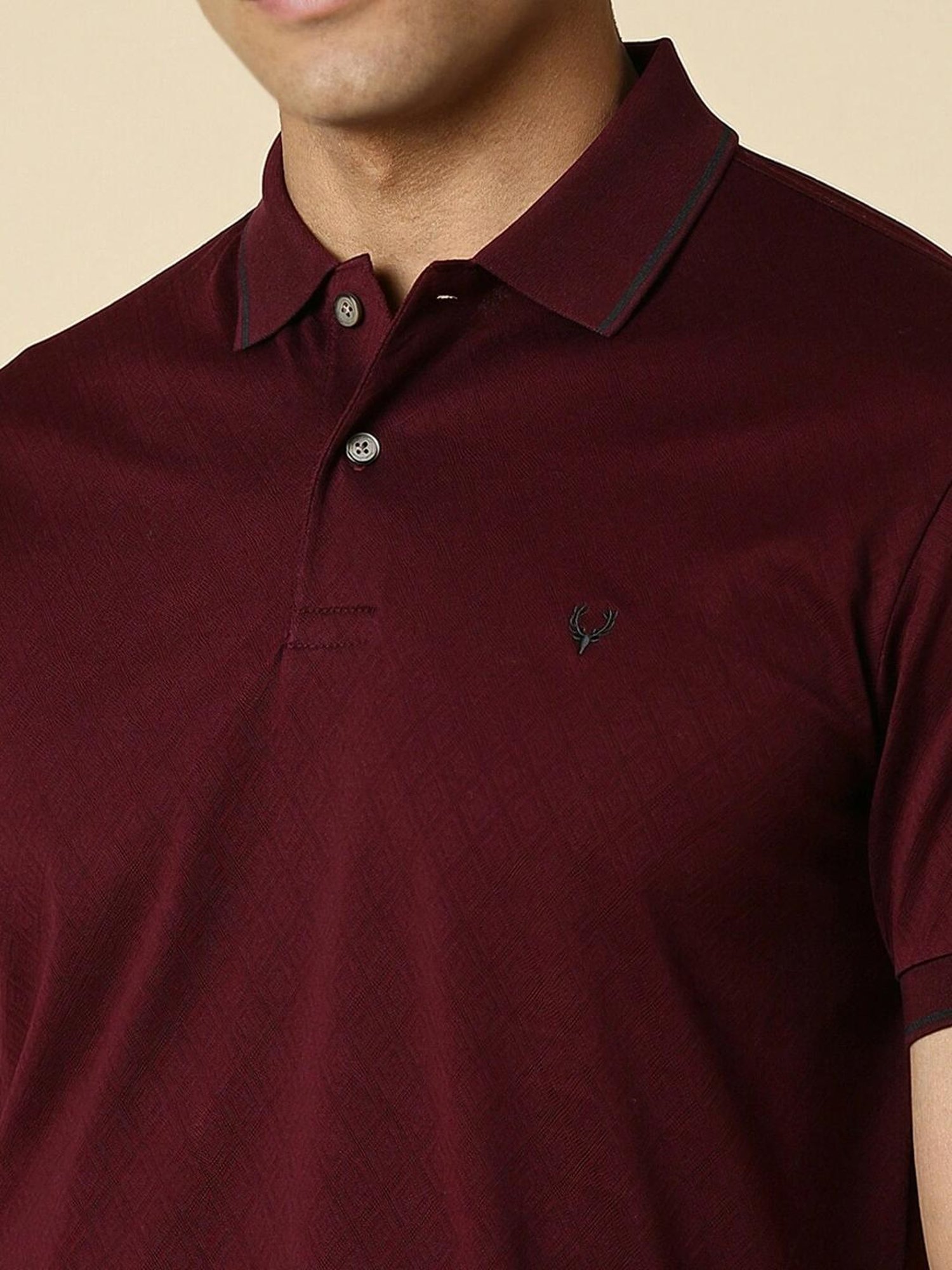 Allen Solly Maroon Regular Fit Polo T-Shirt
