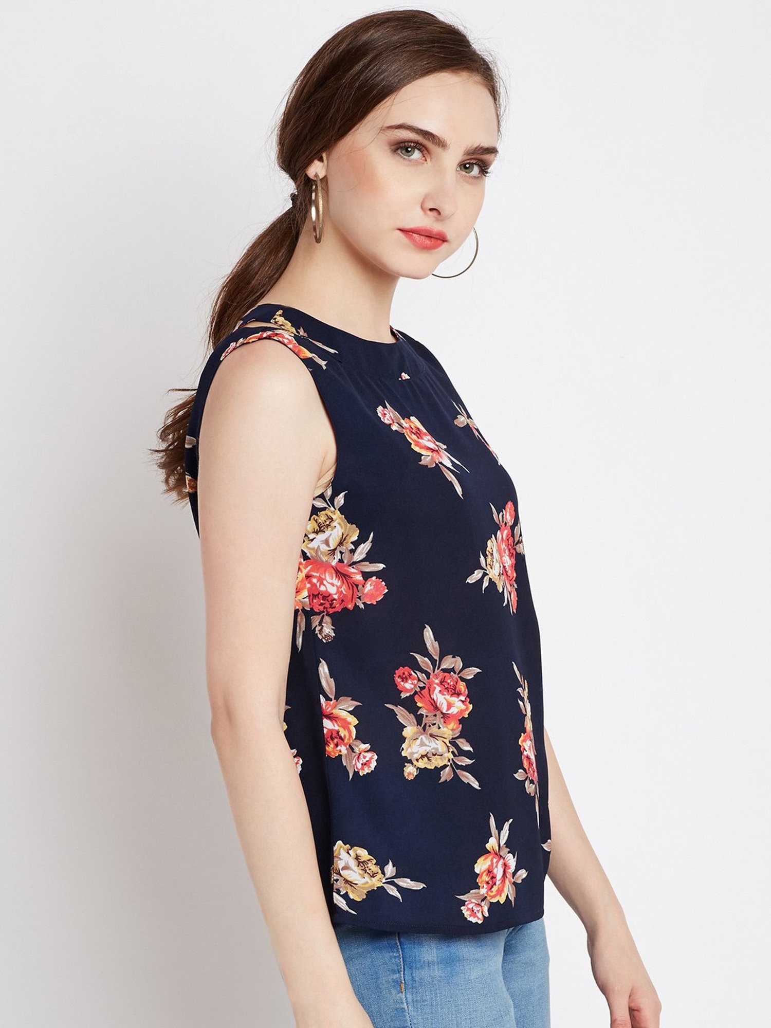 Rare Navy Floral Print Box Top