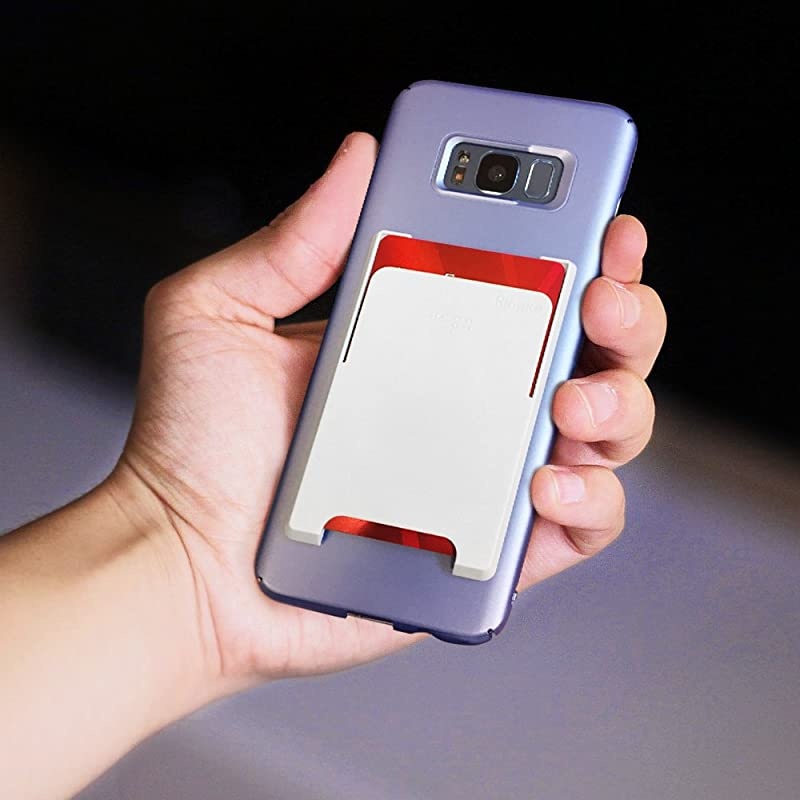 Slot Card Holder Designed for Smartphones, Adhesive Stick On Wallet Case Minimalist Slim Hard Premium Credit Card Cash Sleeve - Black