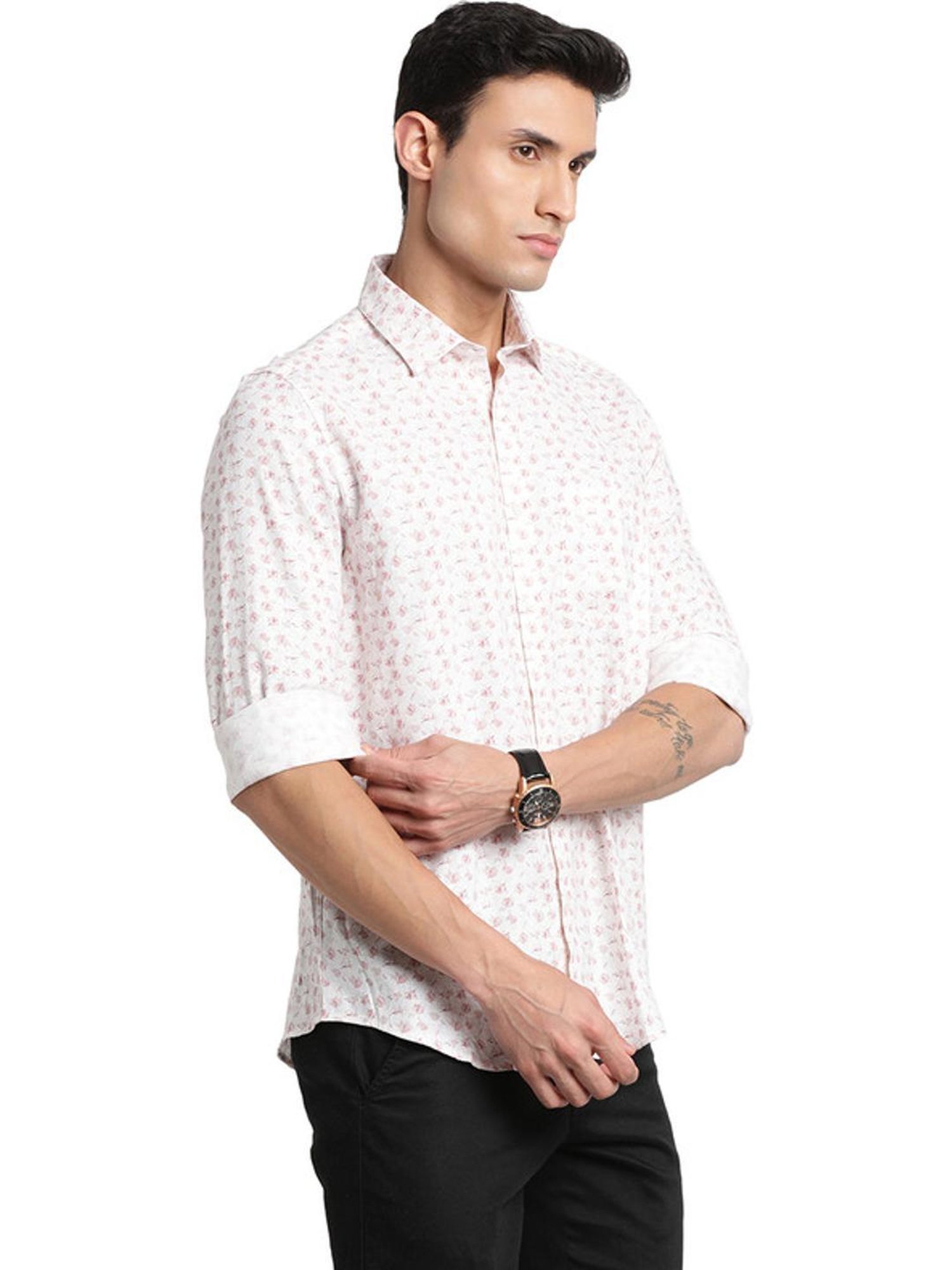 Turtle White Slim Fit Printed Shirt