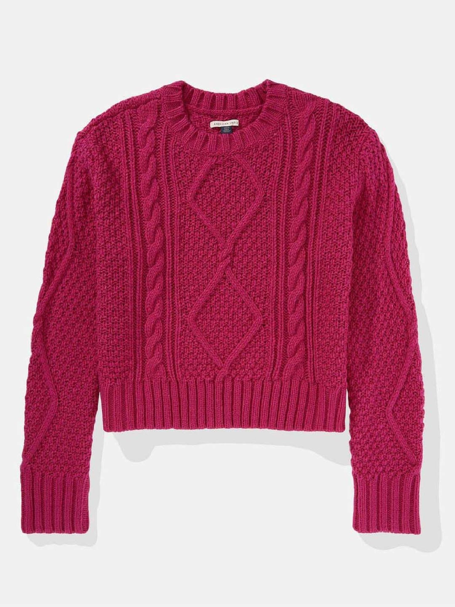 American Eagle Outfitters Pink Crochet Pattern Sweater