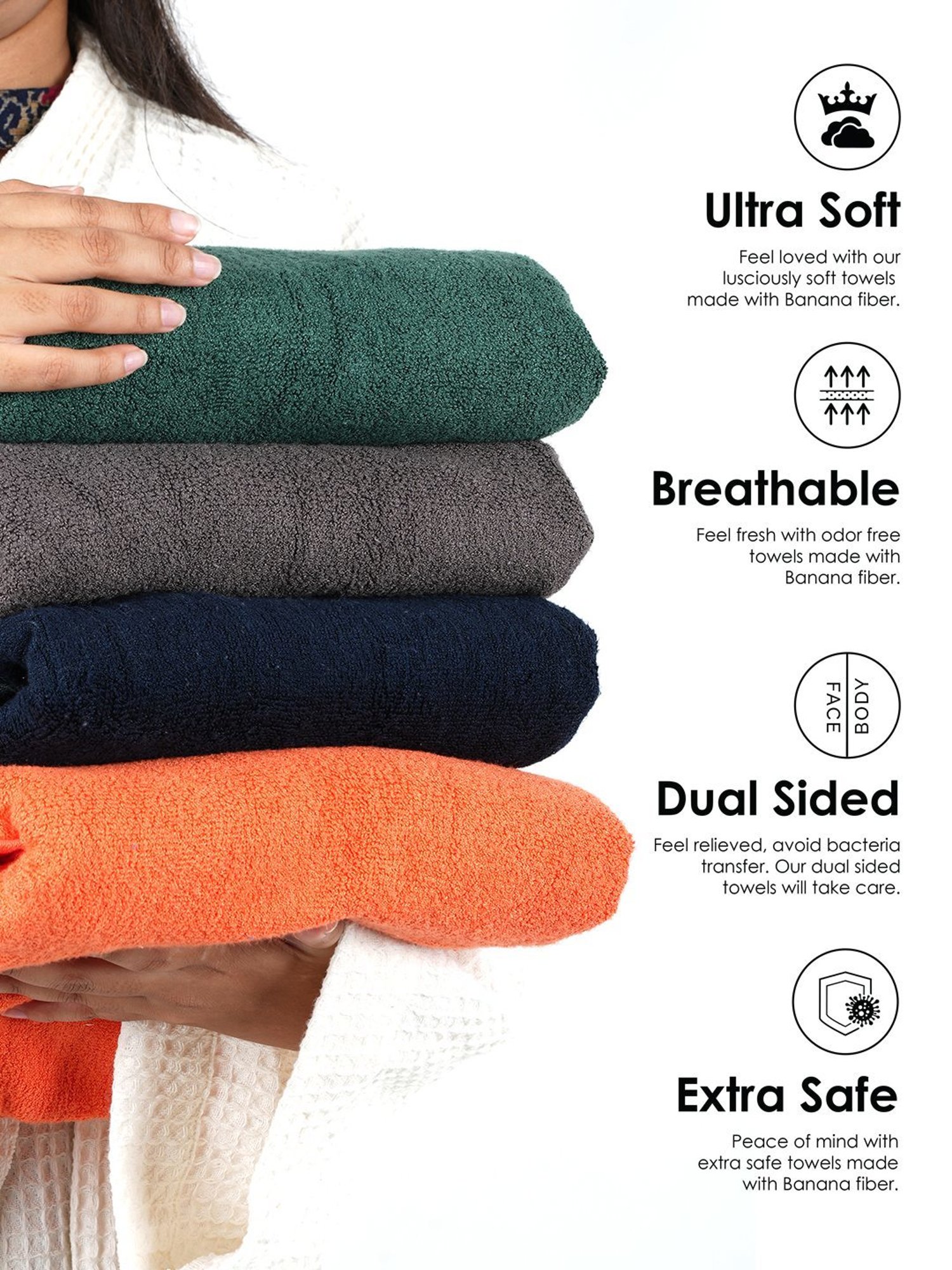 Doctor Towels Banana X Cotton Orange 550 GSM Viscose Face Towel (Set of 4)