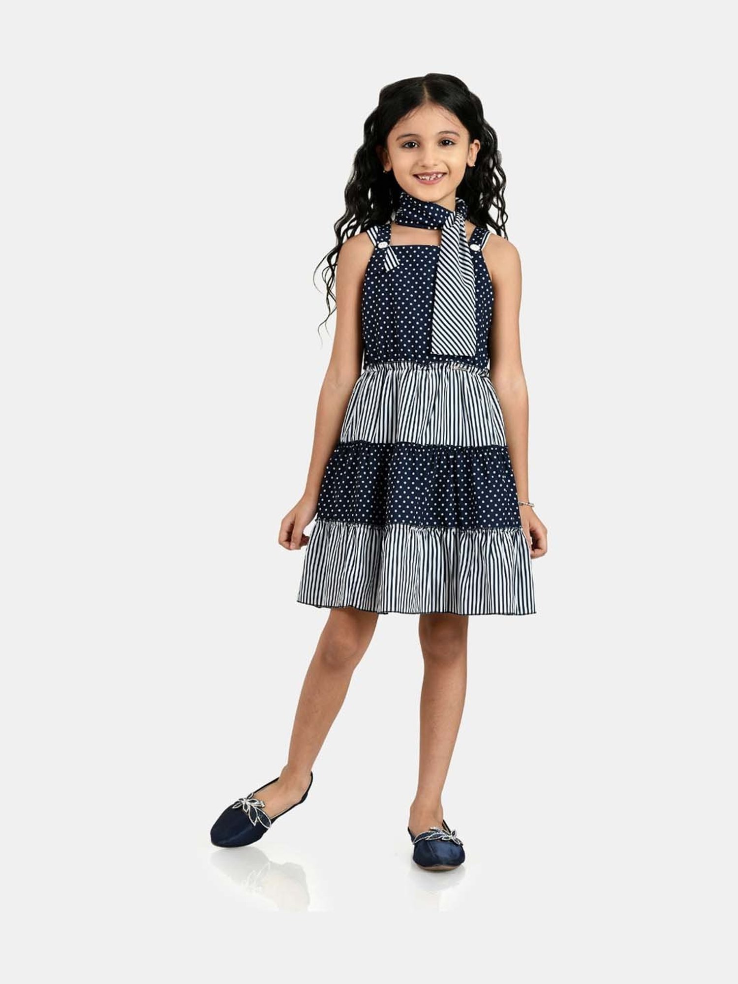Peppermint Kids Navy Printed Dress