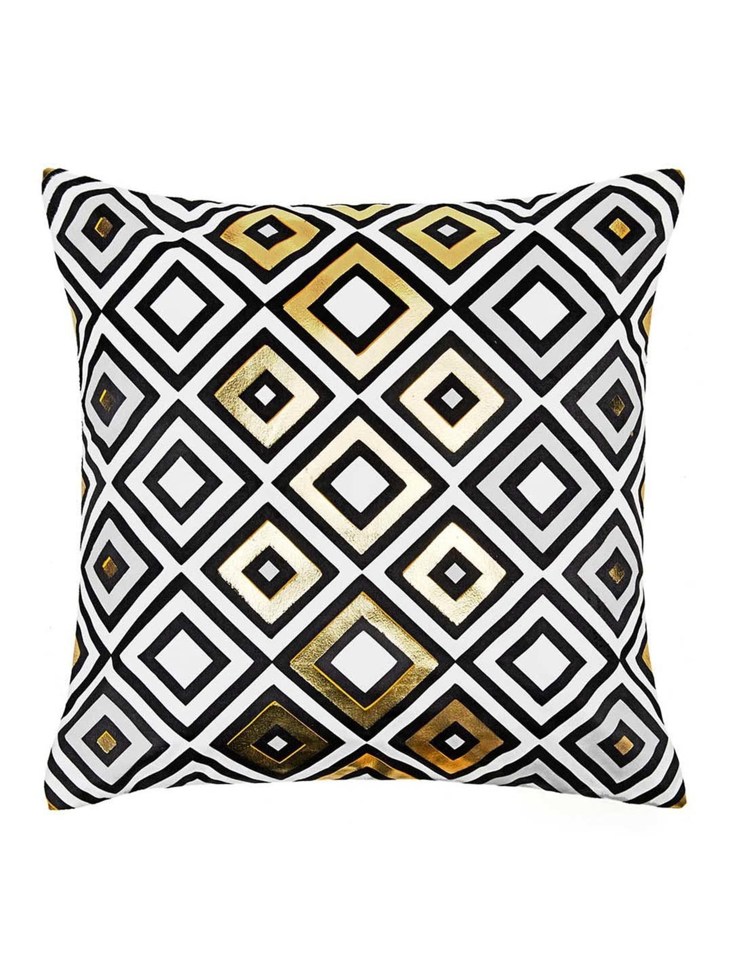 @home Nilkamal Off White & Gold Polyester Cushion Cover