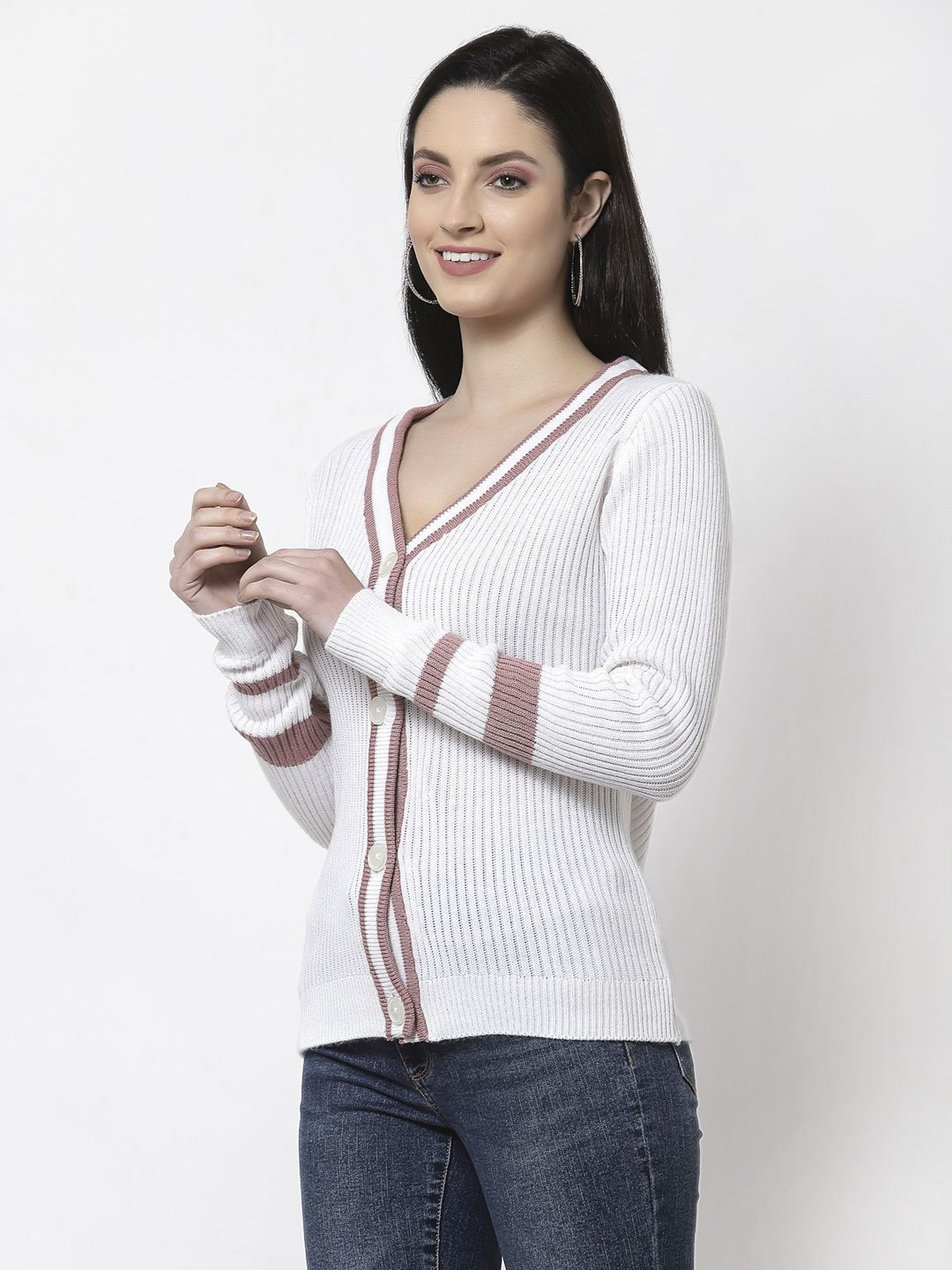 Club York White Regular Fit Cardigan
